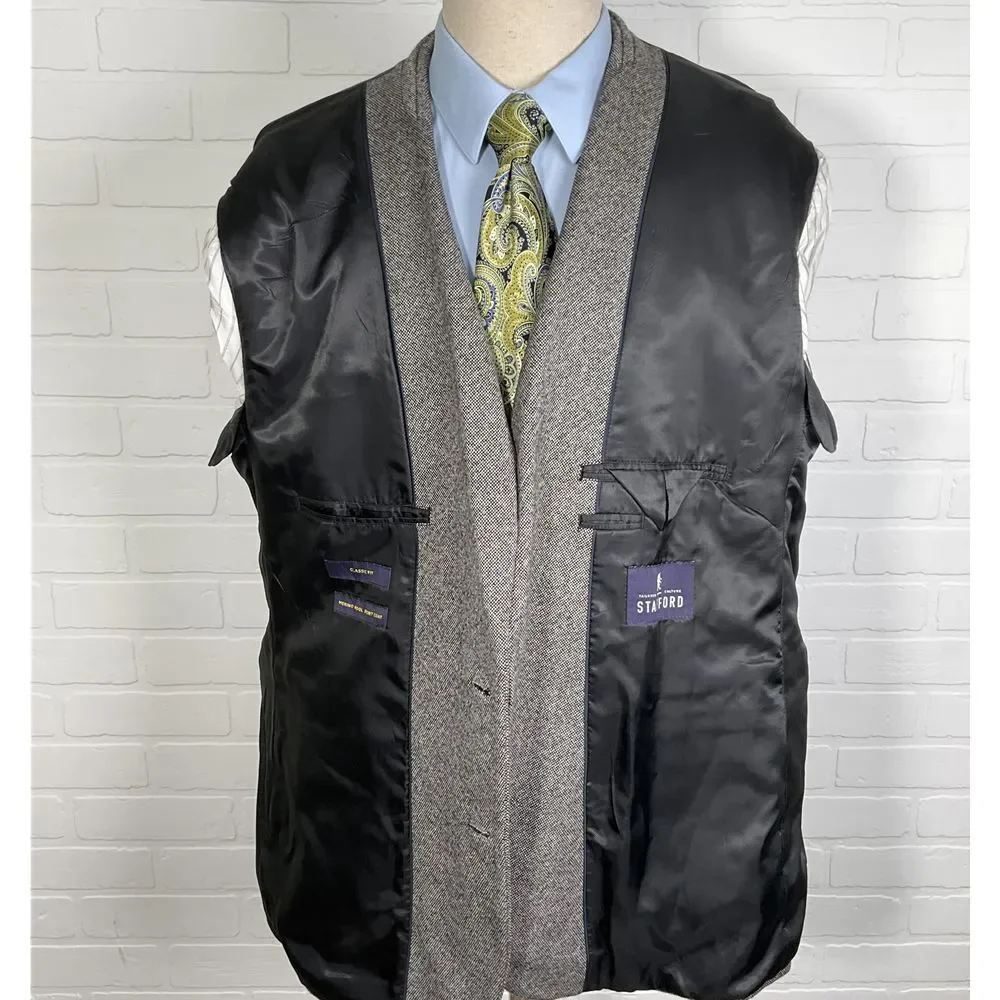 Stafford Blazer Men 50R Black‎ White Donegal Signature Classic Fit Merino Wool
